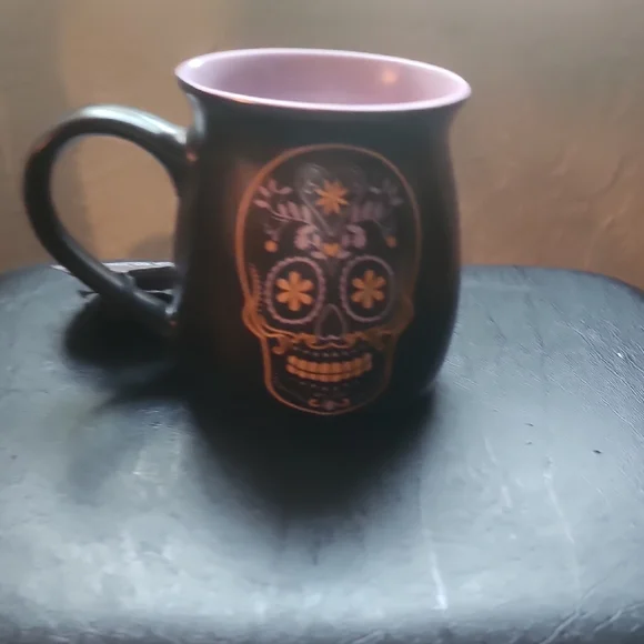 Bundle Of Floral Skull Canvas Tote, Mug, Small Skull Candy Tote Bag, Makeup Bag - Picture 5 of 10